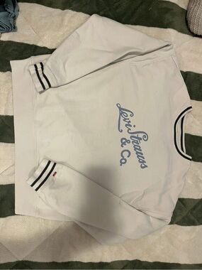 Levi's White Sweatshirt with Light Blue Script Logo